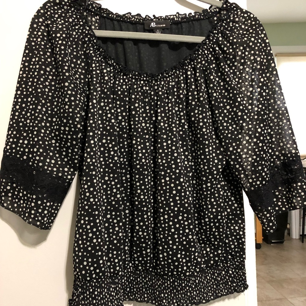Black/White Polka Dot Top
